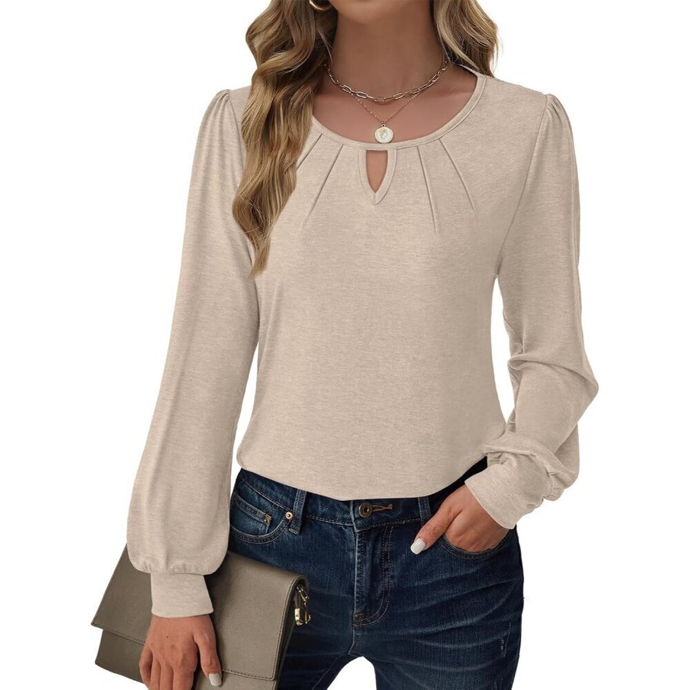Women’s Long Sleeve Blouse Rayon Polyester Casual Dressy Work Top